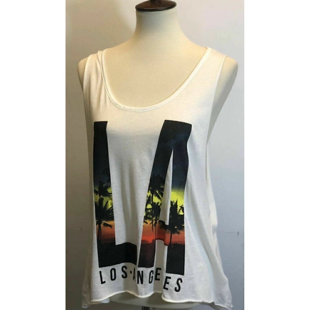 Swell Women's White Active Lightweight LA Lights Muscle Tank Top Size L - Picture 5 of 7